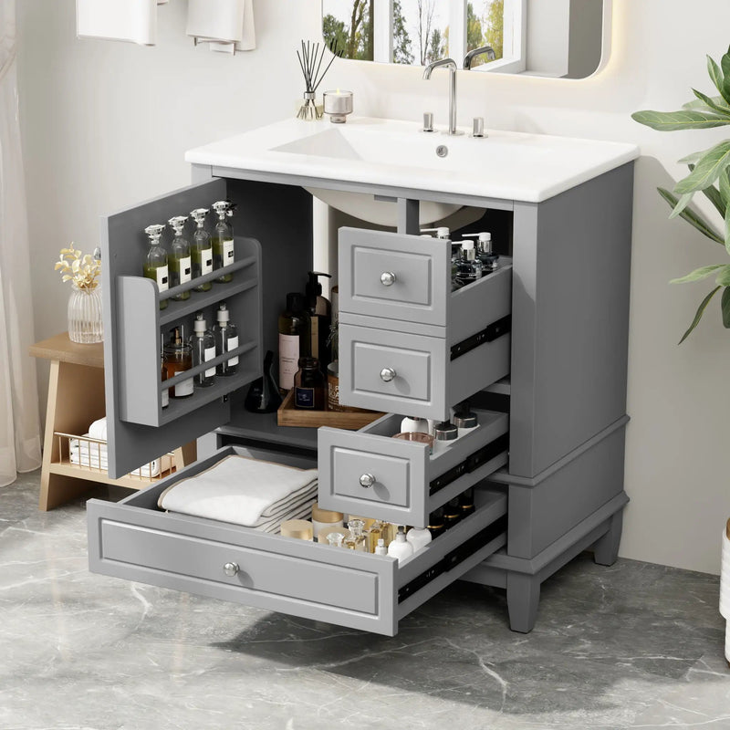 Freestanding Bathroom Vanity With Sink, Soft Close Door, 3 Drawers by HouseOfZazla
