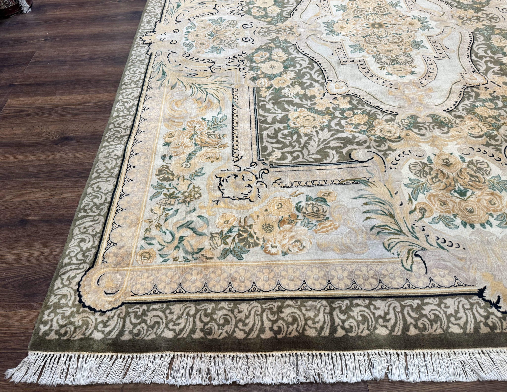 Aubusson Rug 8x10, Very Fine 225 KPSI, Floral, French European Design, Pakistani Carpet by Jewel Rugs
