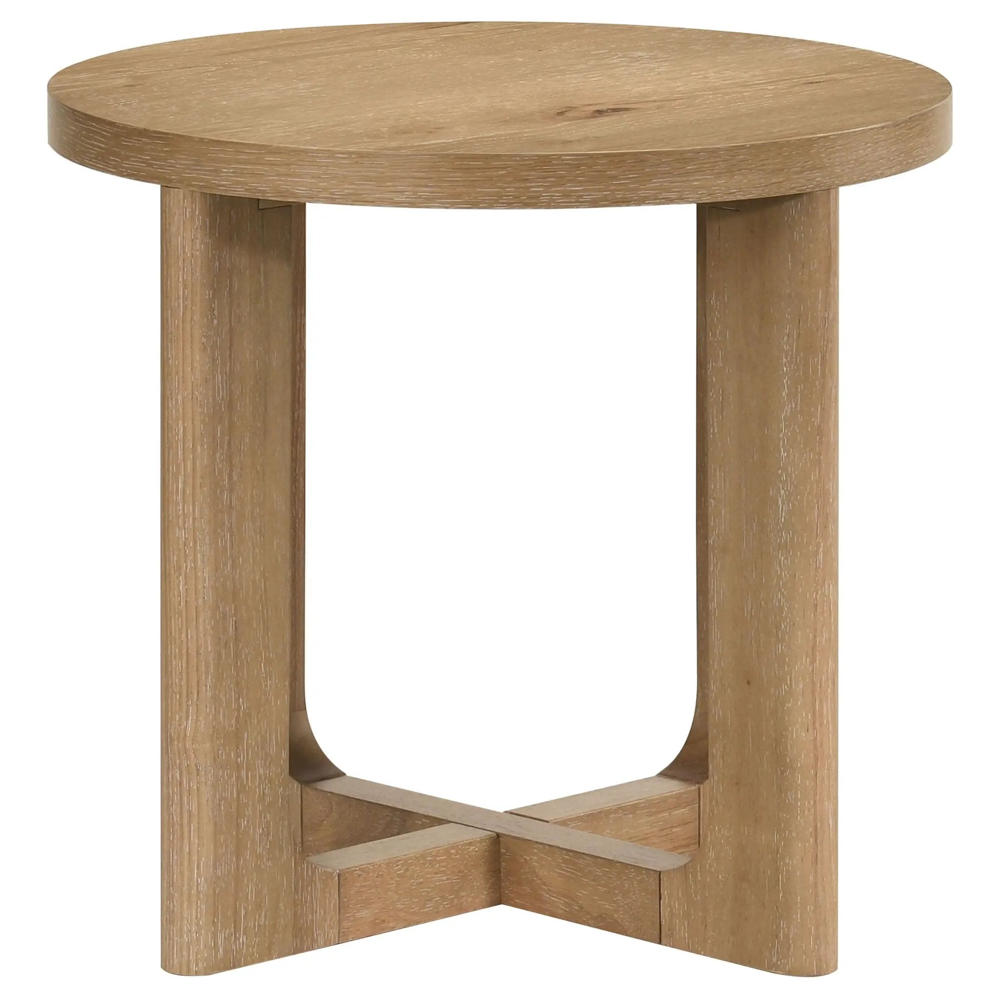 Kessler 2-piece Round Sculptural Wood Coffee Table Set Light Oak by Unique Piece Furniture