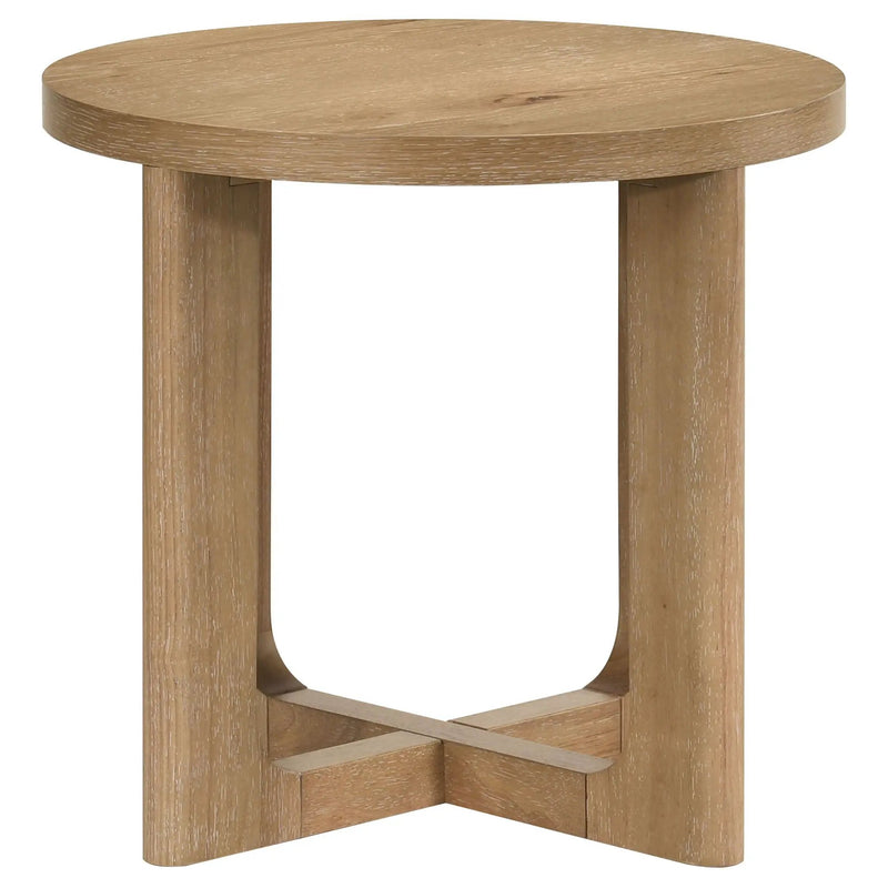 Kessler 2-piece Round Sculptural Wood Coffee Table Set Light Oak by Unique Piece Furniture