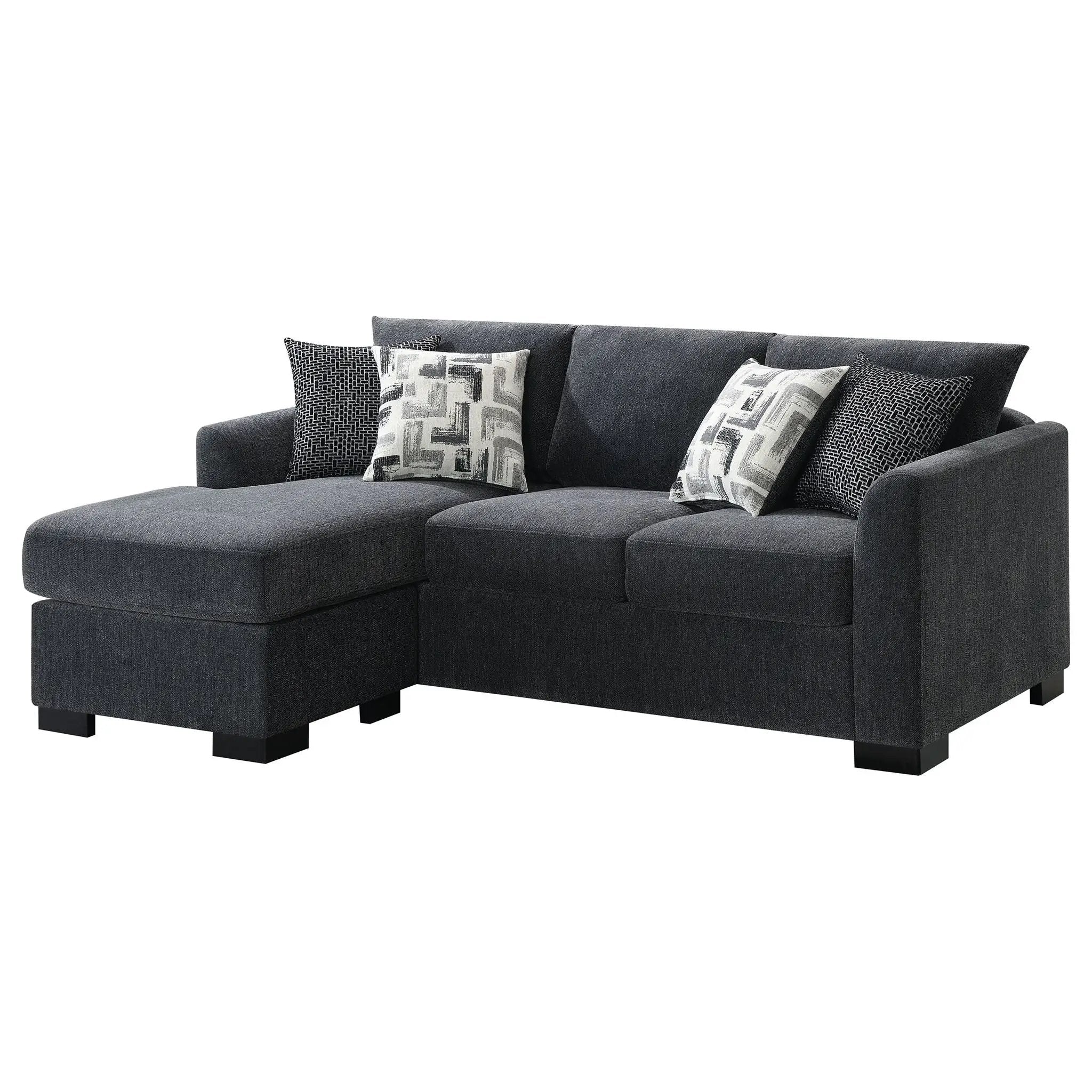 Pacheco - Upholstered Sleeper Sectional Chaise Sofa With Pocket Coils And Reversible Cushions - Dark Gray by HouseOfZazla