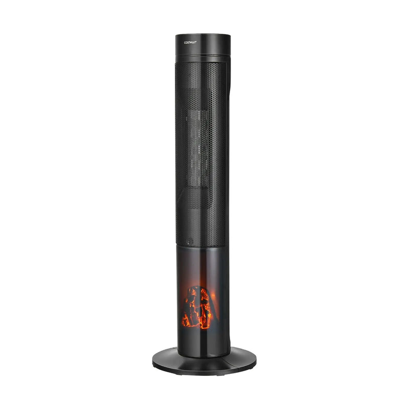 1500W Ceramic Tower Space Heater with Remote Control and Realistic 3D Flame by DirectDeals