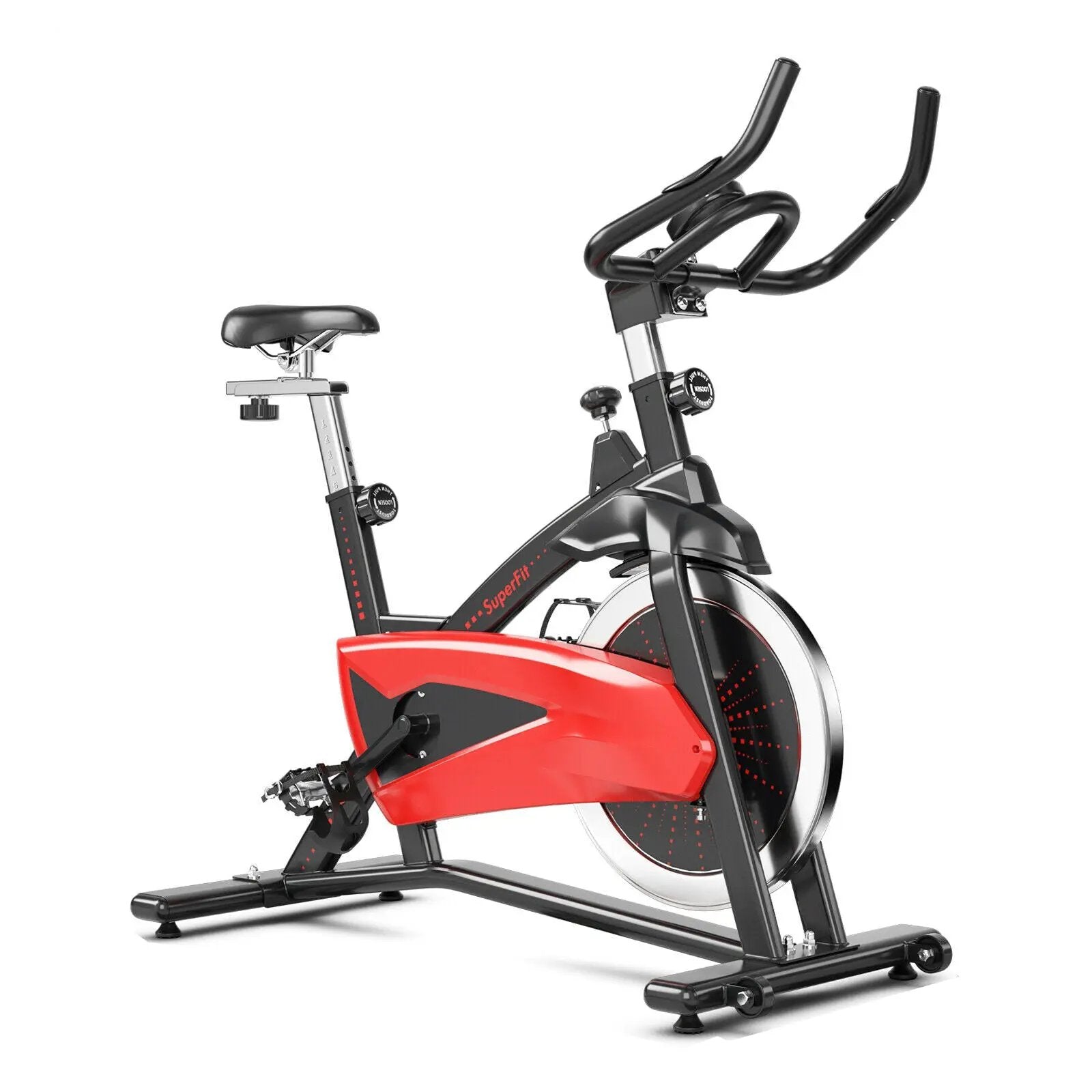 Magnetic Exercise Bike Fitness Cycling Bike with 35Lbs Flywheel for Home and Gym-Black & Red by DirectDeals