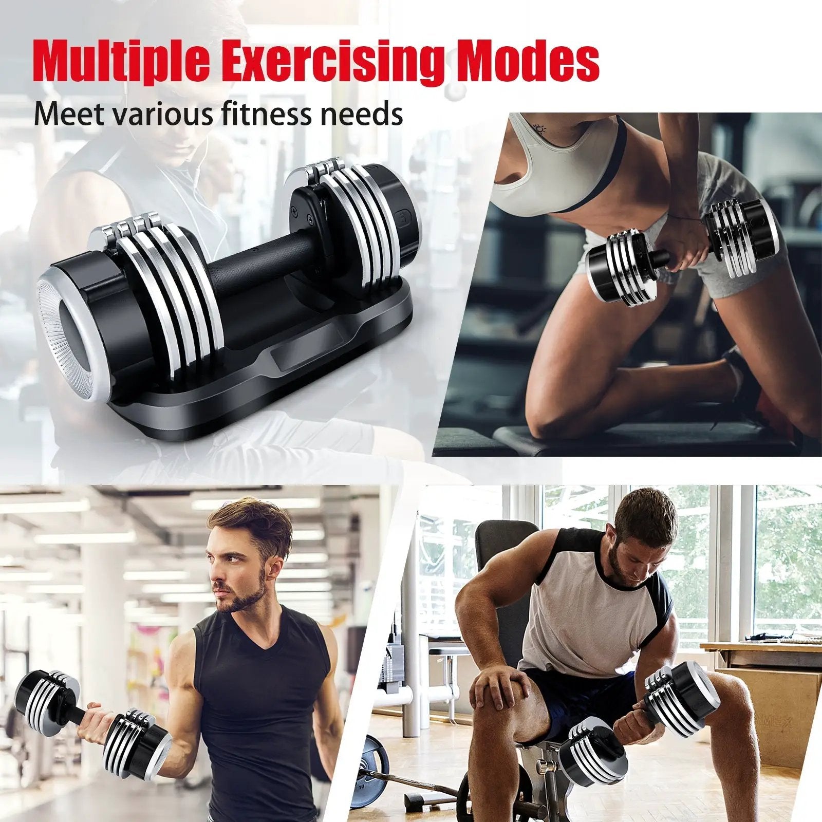 5-in-1 Weight Adjustable Dumbbell with Anti-Slip Fast Adjust Turning Handle by DirectDeals