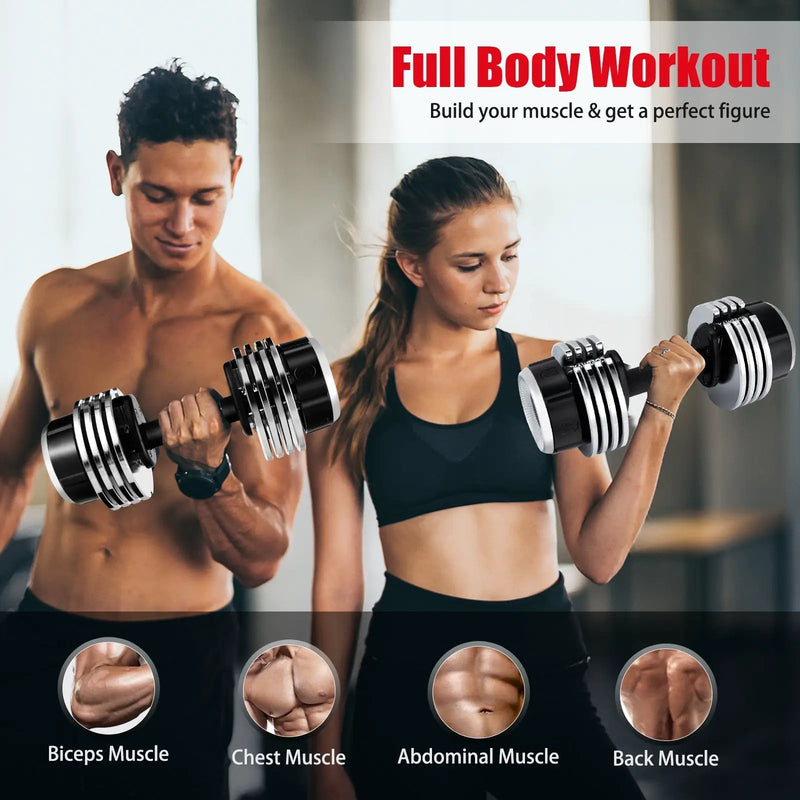 5-in-1 Weight Adjustable Dumbbell with Anti-Slip Fast Adjust Turning Handle by DirectDeals