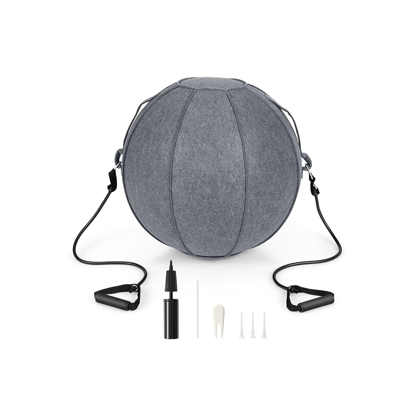 Yoga Sitting Ball with Felt Cover and Air Pump by DirectDeals
