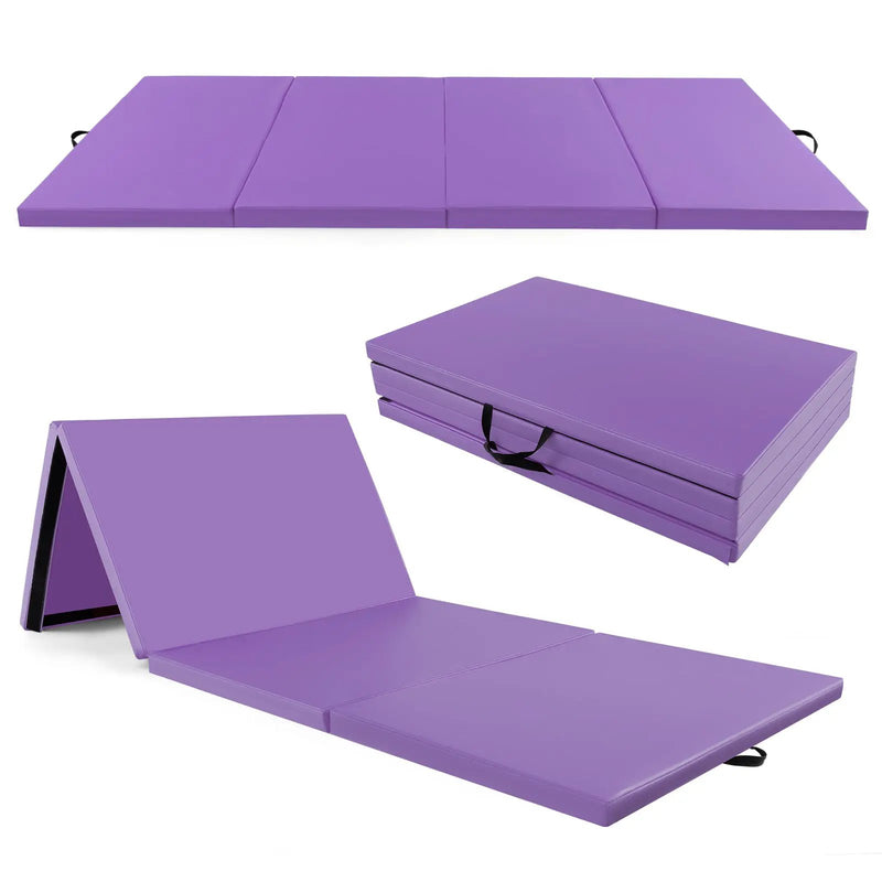 4-Panel PU Leather Folding Exercise Mat with Carrying Handles by DirectDeals