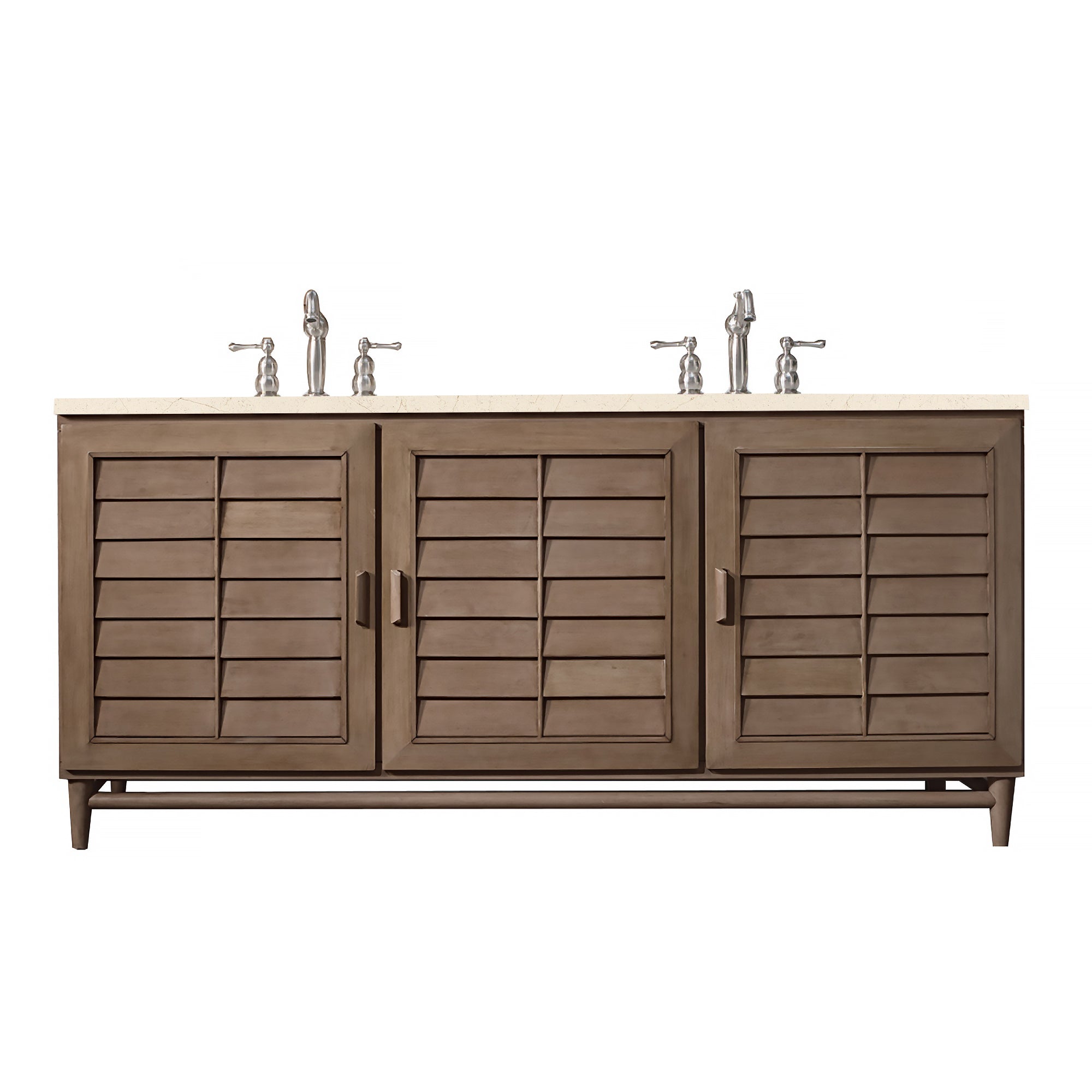 James Martin Portland 72" Double Bathroom Vanity, Whitewashed Walnut with Eternal Marfil countertop
