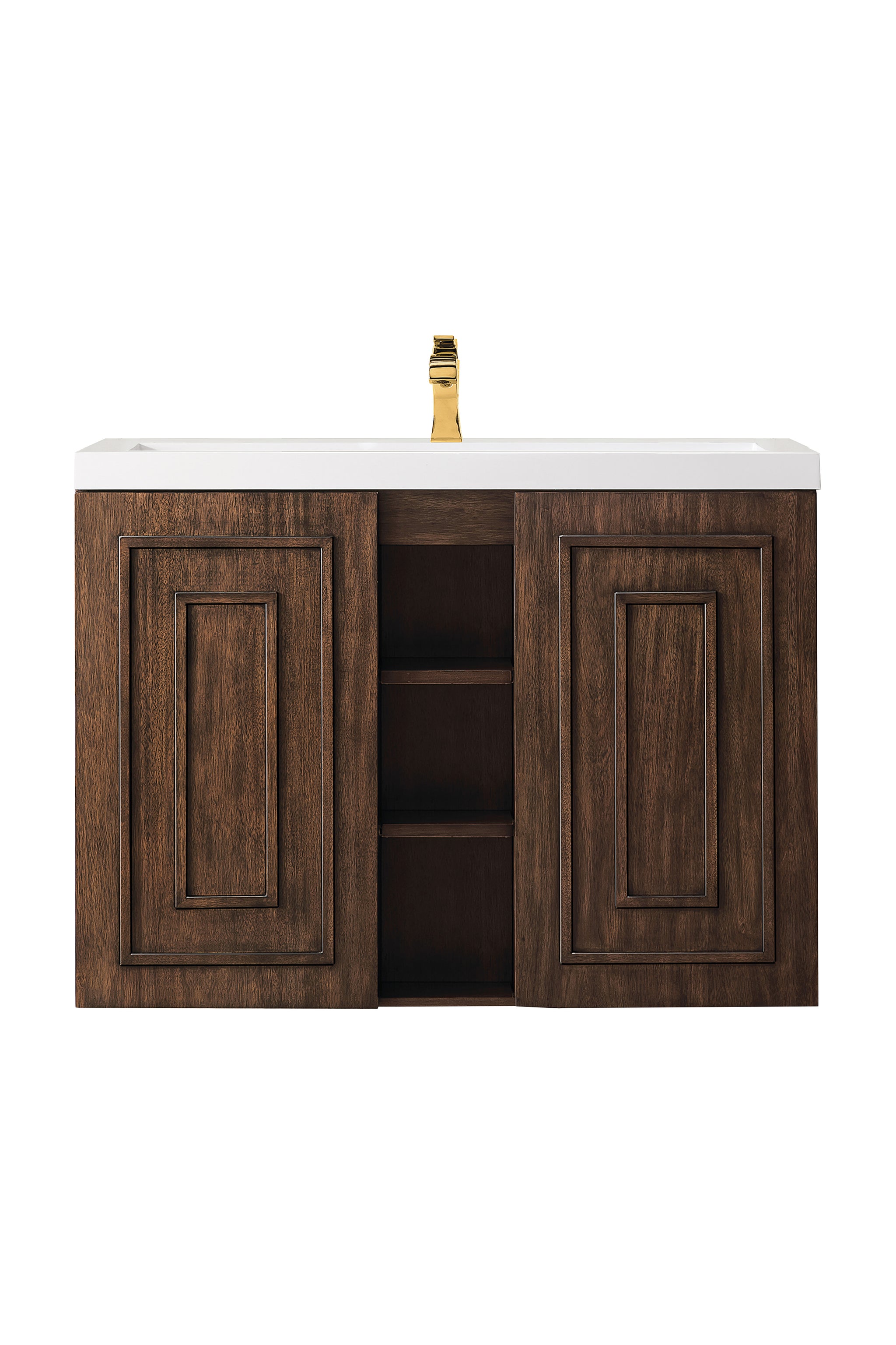 James Martin Alicante' 39.5" Floating Single Bathroom Vanity, Mid-Century Acacia, view 2