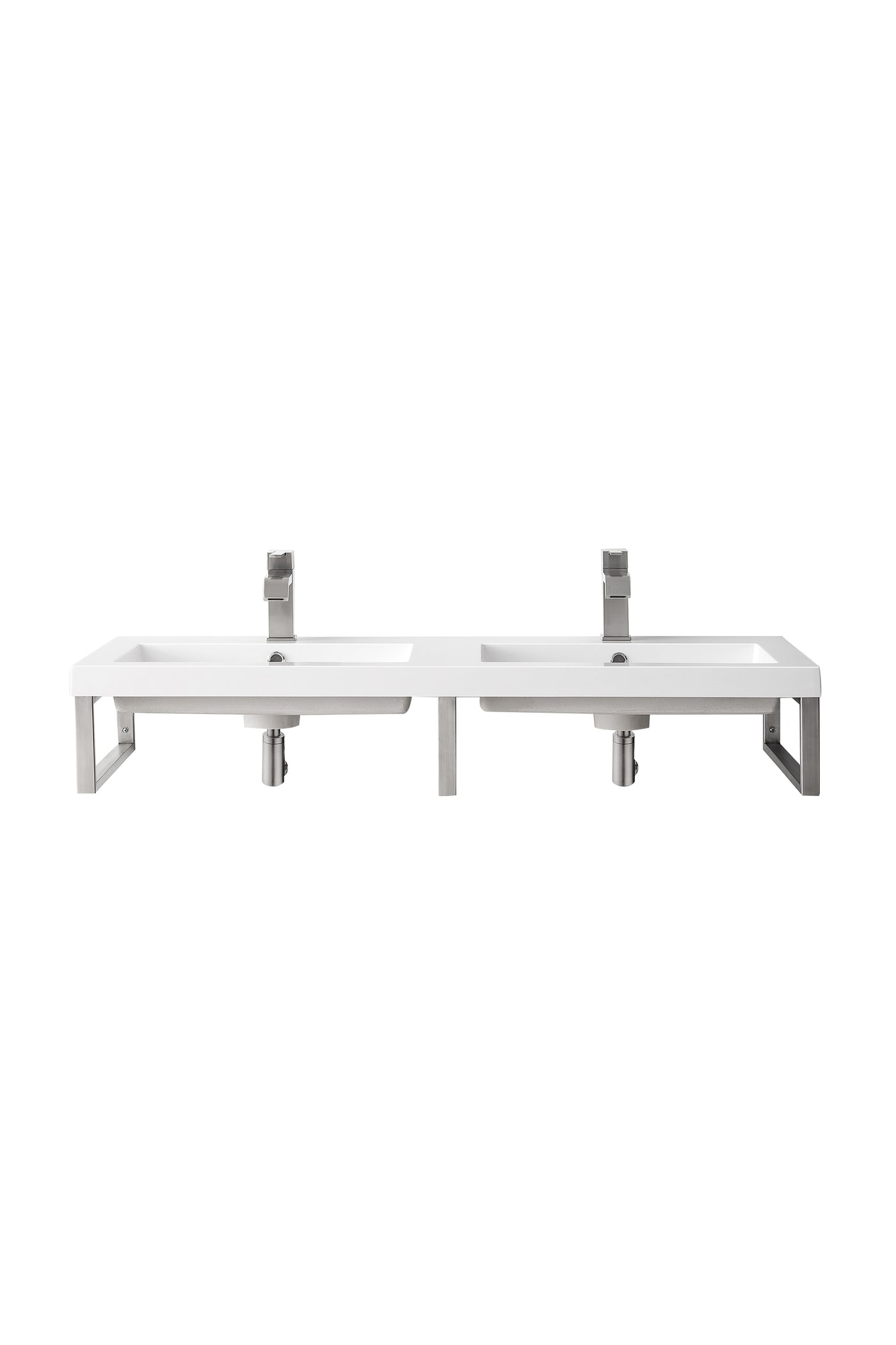 James Martin Boston 18" Floating Wall Bracket, Brushed Nickel with White Glossy (47" Top) countertop