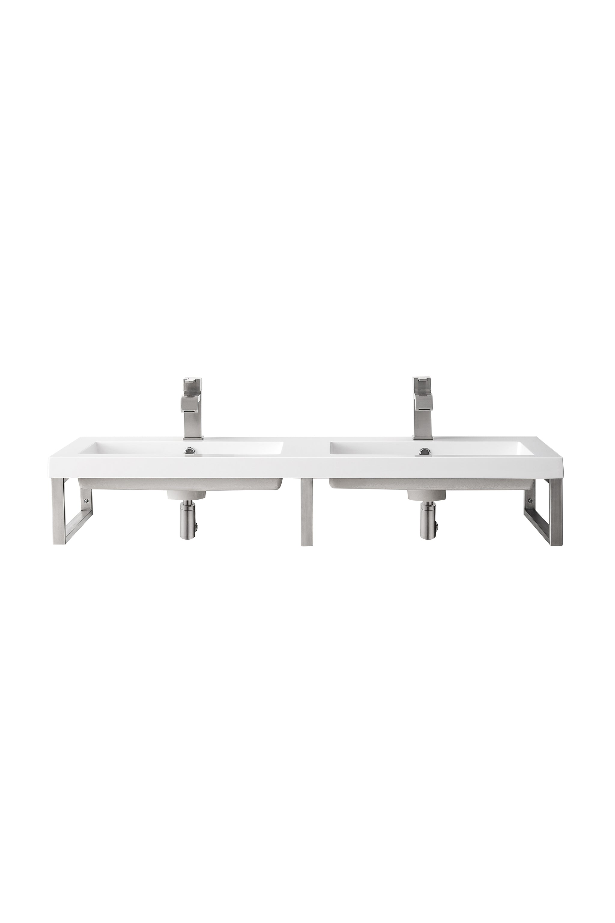 James Martin Boston 18" Floating Wall Bracket, Brushed Nickel with White Glossy (47" Top) countertop
