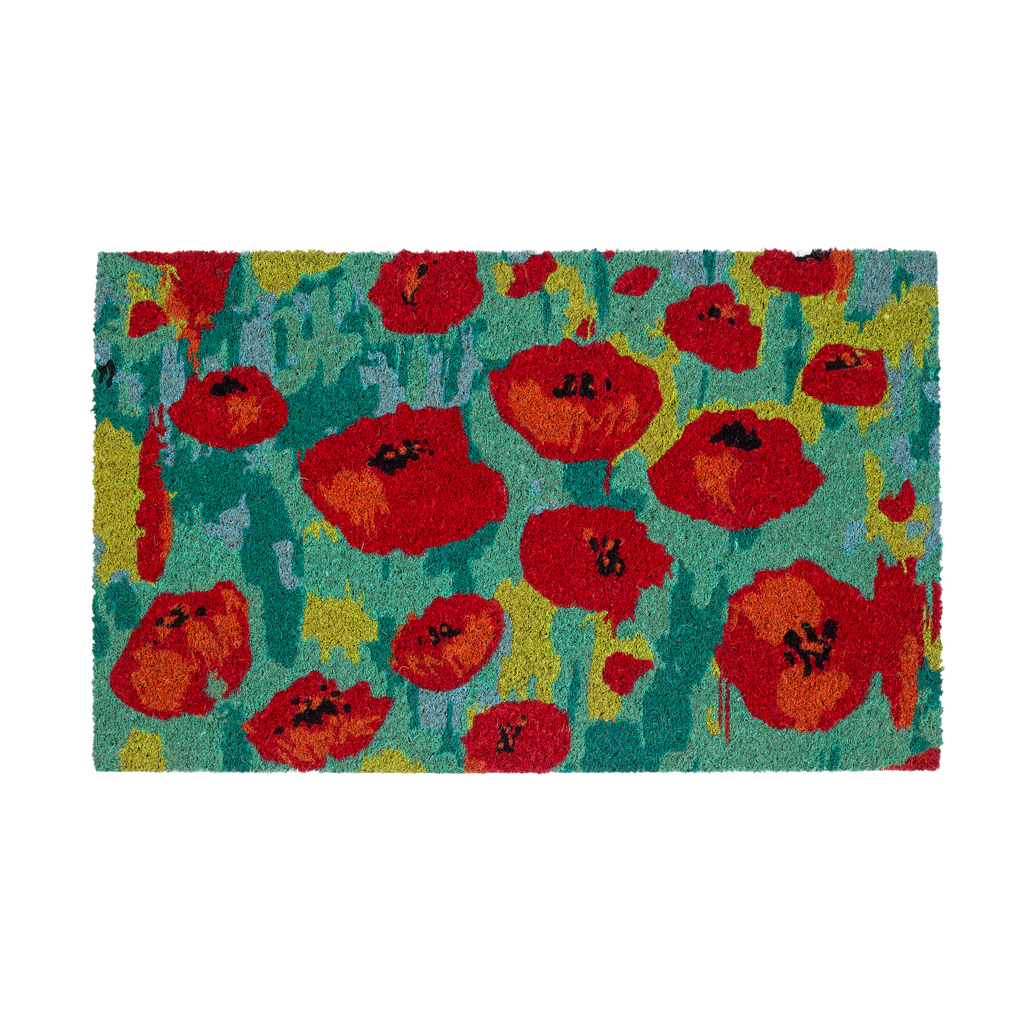 Field of Poppies - Red Multi Coir Doormat by Fab Habitat