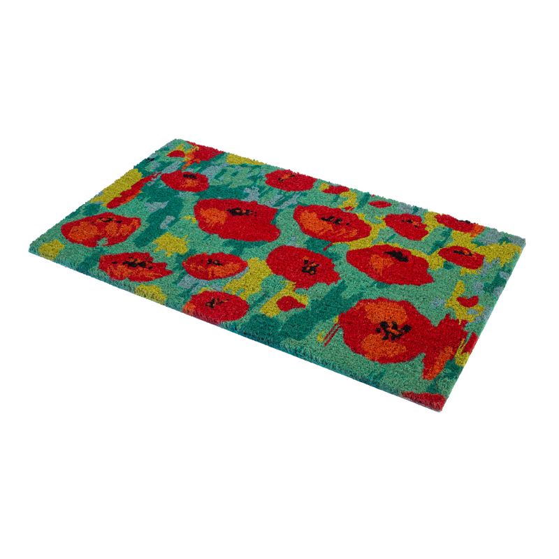 Field of Poppies - Red Multi Coir Doormat by Fab Habitat