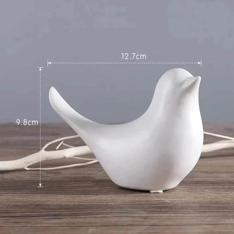 Minimalist White Ceramic Bird Figurine Tabletop Decor by House Of Avana