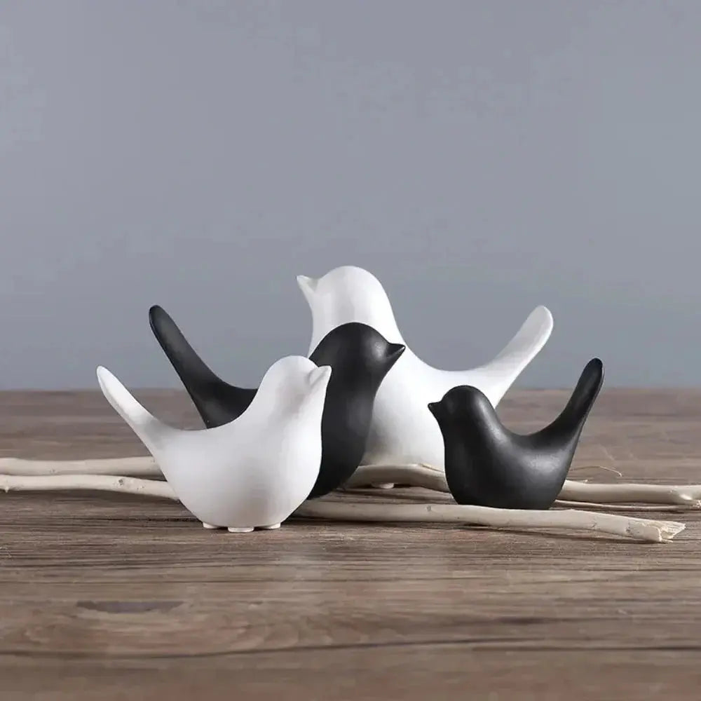 Minimalist White Ceramic Bird Figurine Tabletop Decor by House Of Avana