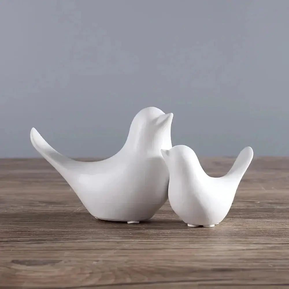 Minimalist White Ceramic Bird Figurine Tabletop Decor by House Of Avana