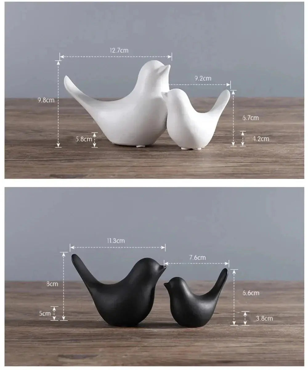 Minimalist White Ceramic Bird Figurine Tabletop Decor by House Of Avana
