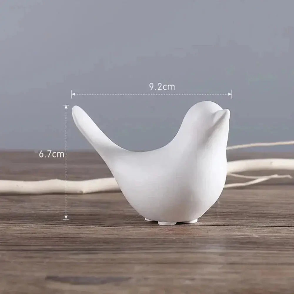 Minimalist White Ceramic Bird Figurine Tabletop Decor by House Of Avana