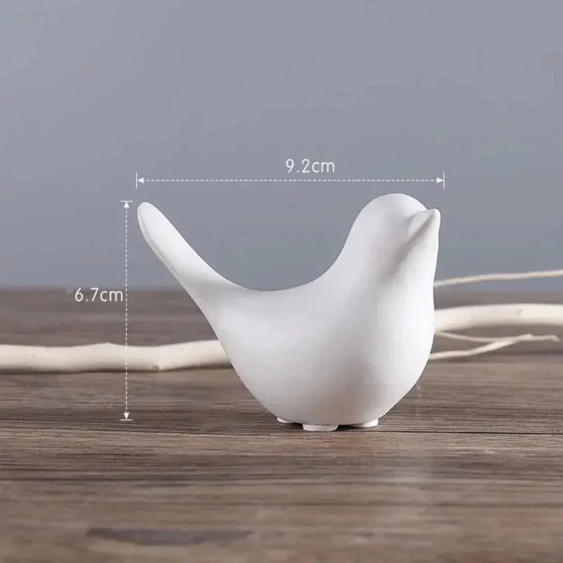 Minimalist White Ceramic Bird Figurine Tabletop Decor by House Of Avana