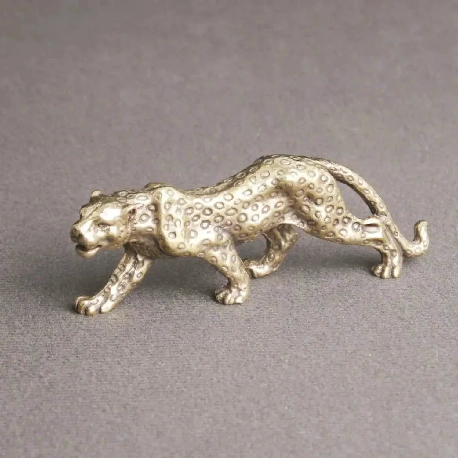 Mini Brass Leopard Figurine Vintage Style for Your Home and Office by House Of Avana