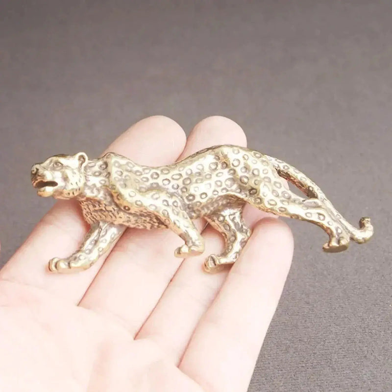 Mini Brass Leopard Figurine Vintage Style for Your Home and Office by House Of Avana