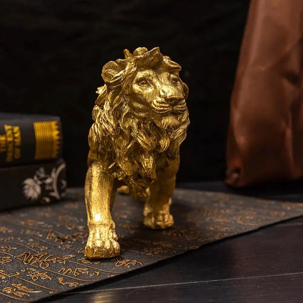 Majestic Walking Lion Sculpture – Antique Bronze Decorative Figurine by House Of Avana