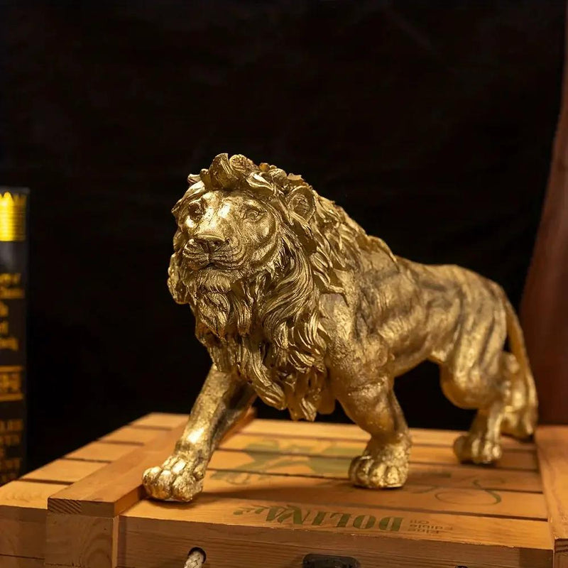 Majestic Walking Lion Sculpture – Antique Bronze Decorative Figurine by House Of Avana