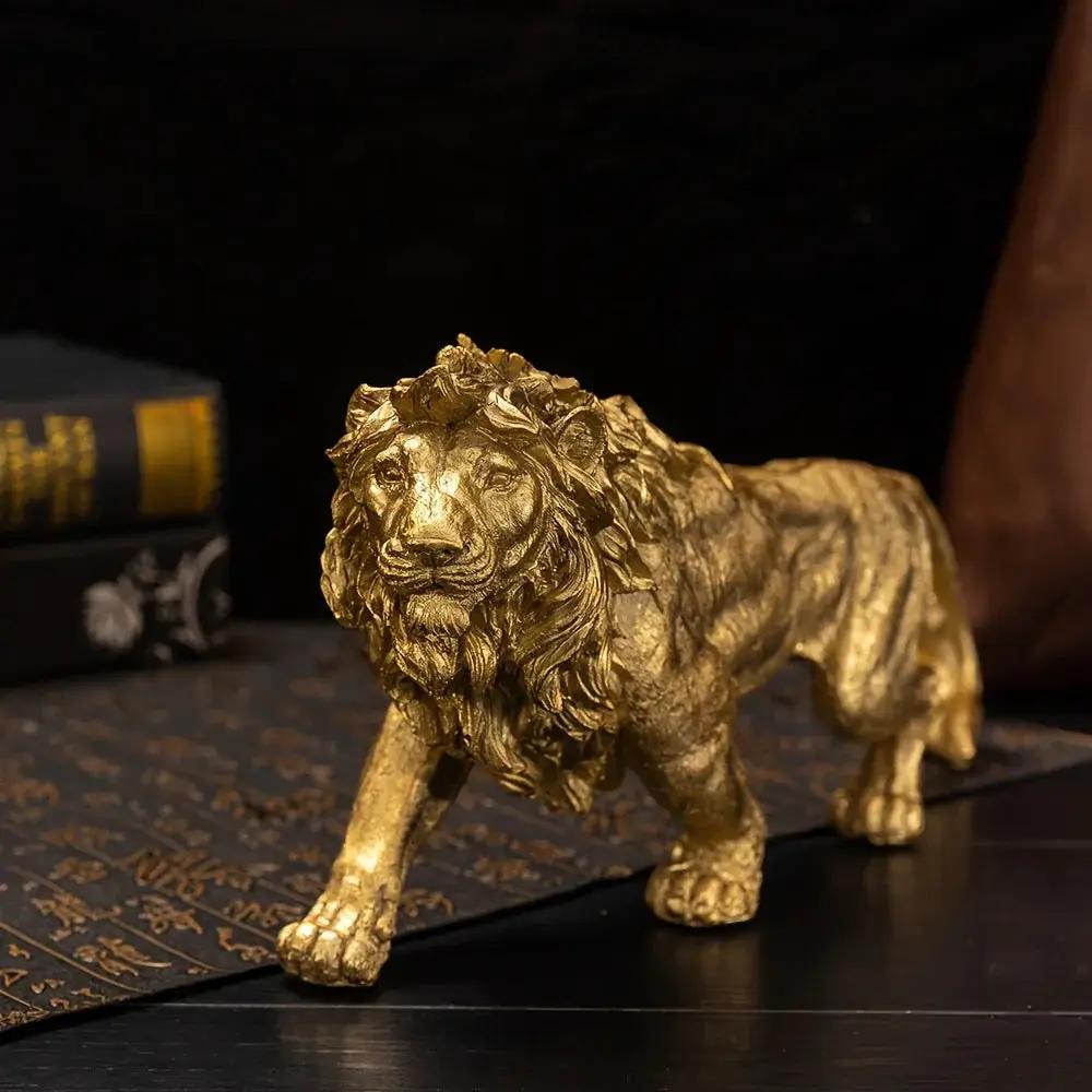 Majestic Walking Lion Sculpture – Antique Bronze Decorative Figurine by House Of Avana