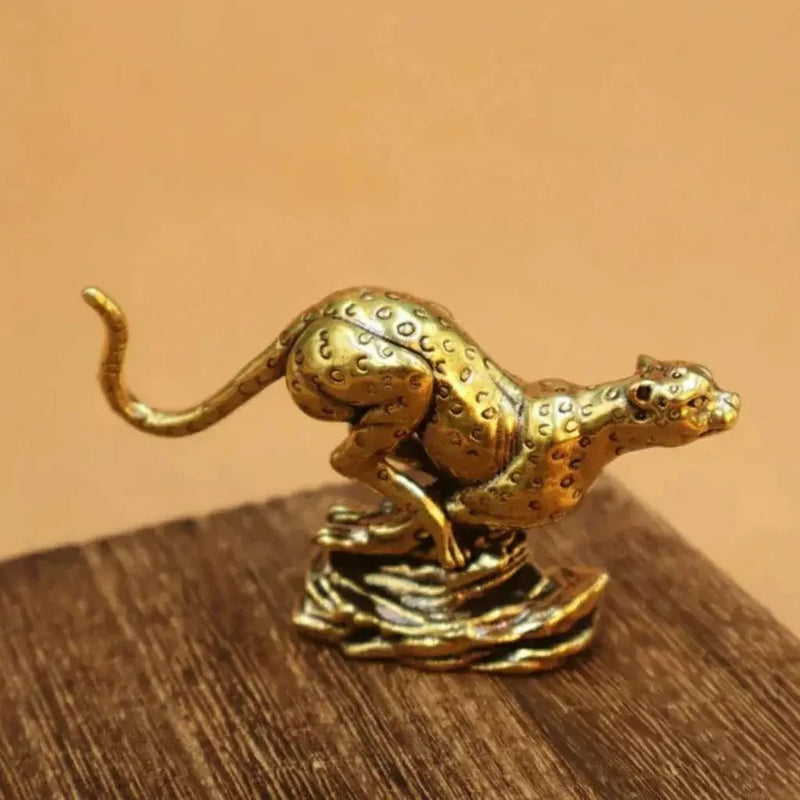 Cheetah Figurine Gold Metallic Running Sculpture for Wildlife Lovers by House Of Avana