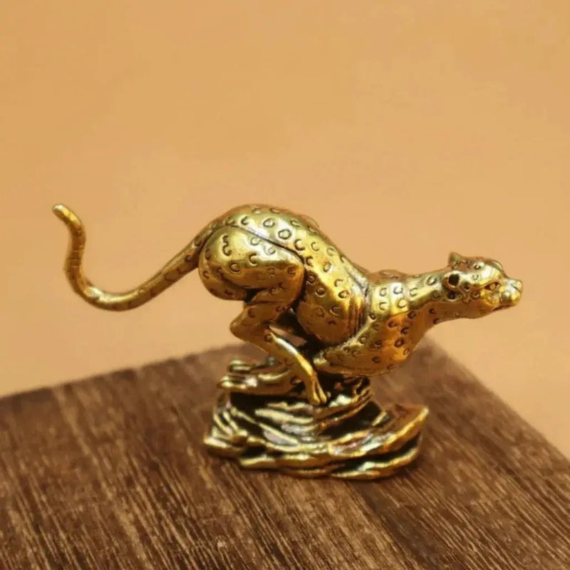 Cheetah Figurine Gold Metallic Running Sculpture for Wildlife Lovers by House Of Avana