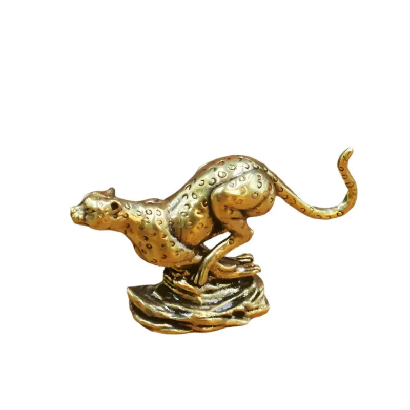 Cheetah Figurine Gold Metallic Running Sculpture for Wildlife Lovers by House Of Avana