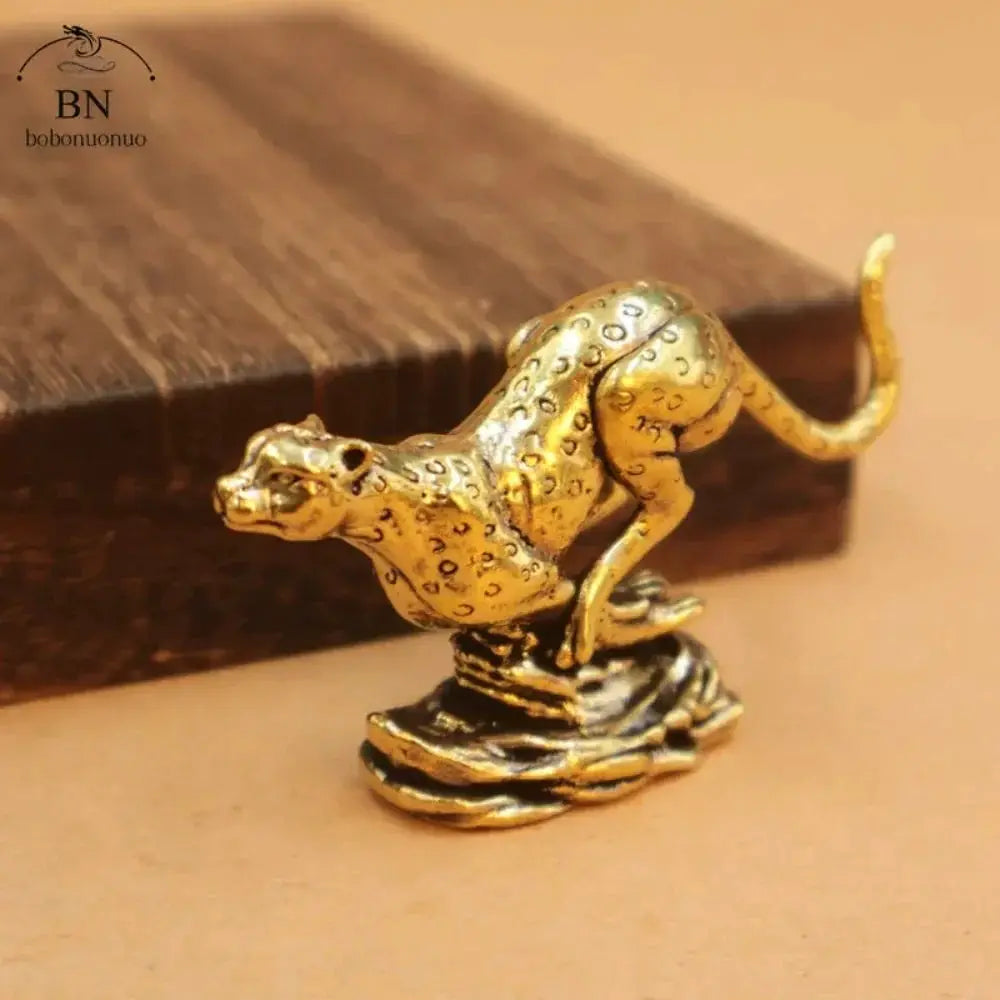 Cheetah Figurine Gold Metallic Running Sculpture for Wildlife Lovers by House Of Avana