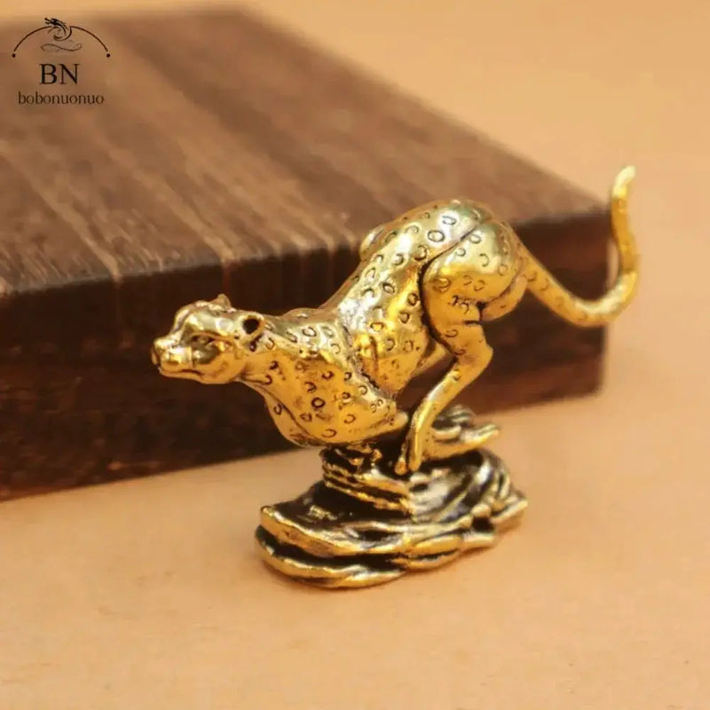Cheetah Figurine Gold Metallic Running Sculpture for Wildlife Lovers by House Of Avana