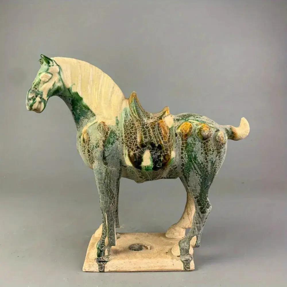 Horse Figurine with Green Crackle Glaze for Your Home Decor by House Of Avana