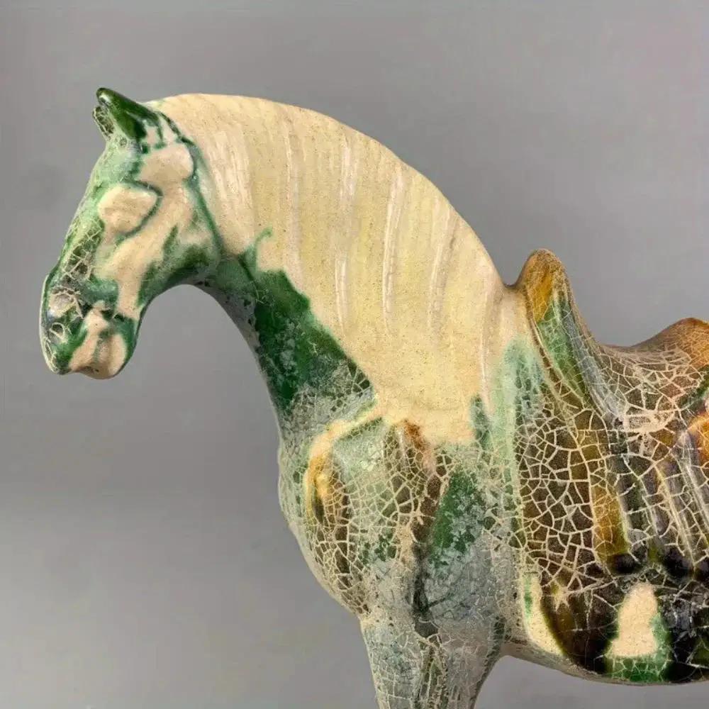 Horse Figurine with Green Crackle Glaze for Your Home Decor by House Of Avana