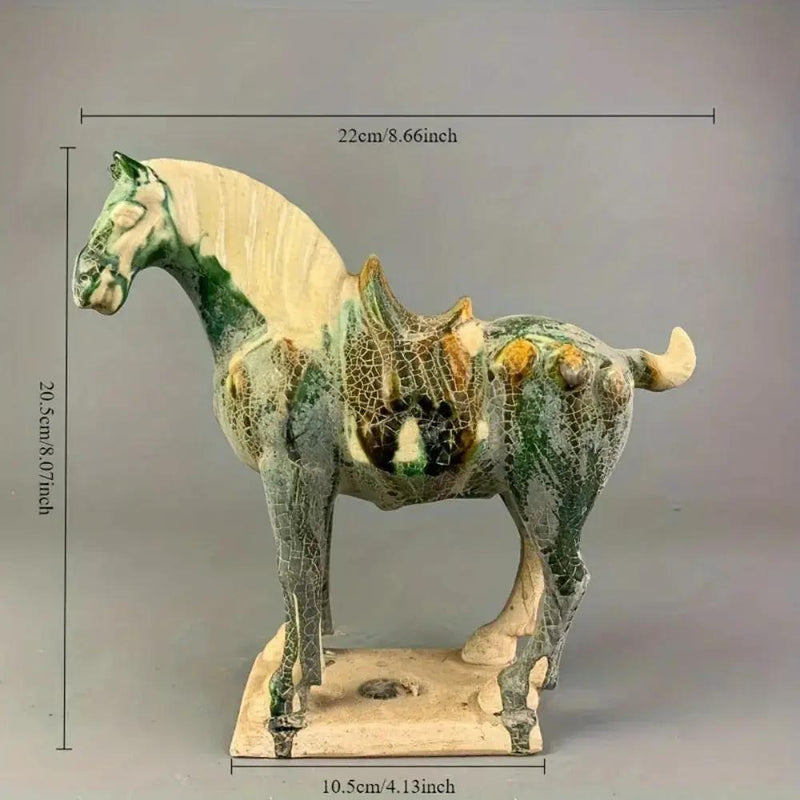 Horse Figurine with Green Crackle Glaze for Your Home Decor by House Of Avana