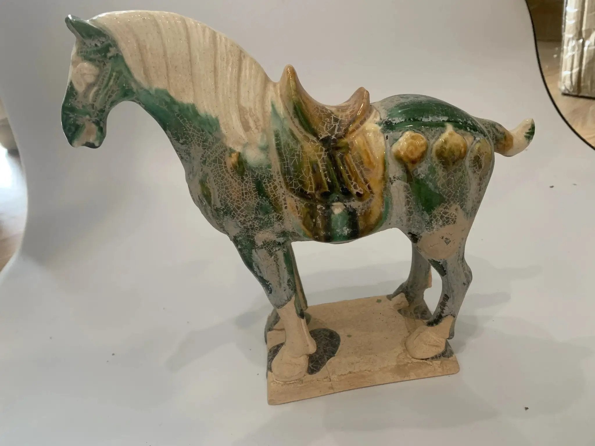Horse Figurine with Green Crackle Glaze for Your Home Decor by House Of Avana