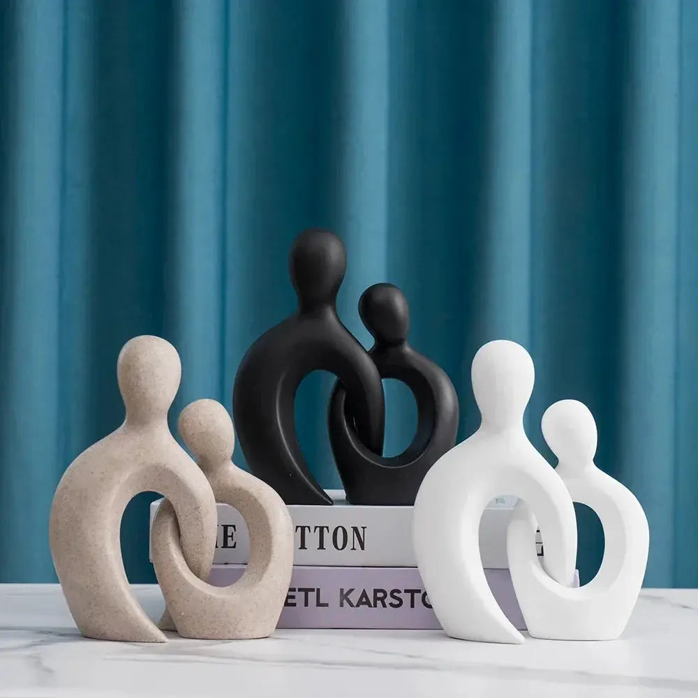 Abstract Couple Sculpture Modern Minimalist Love Figurine by House Of Avana