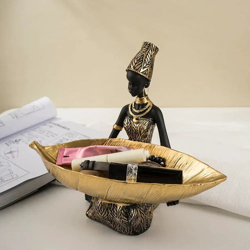 Figurine - Golden African Tray