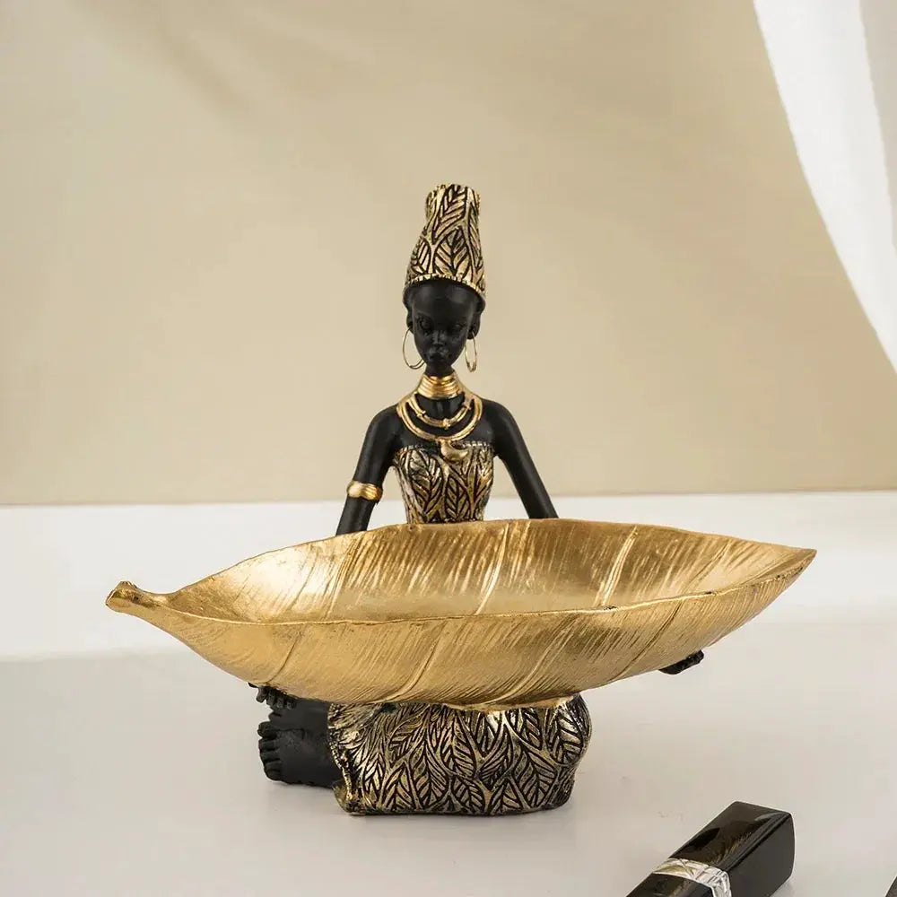 Figurine - Golden African Tray by House Of Avana