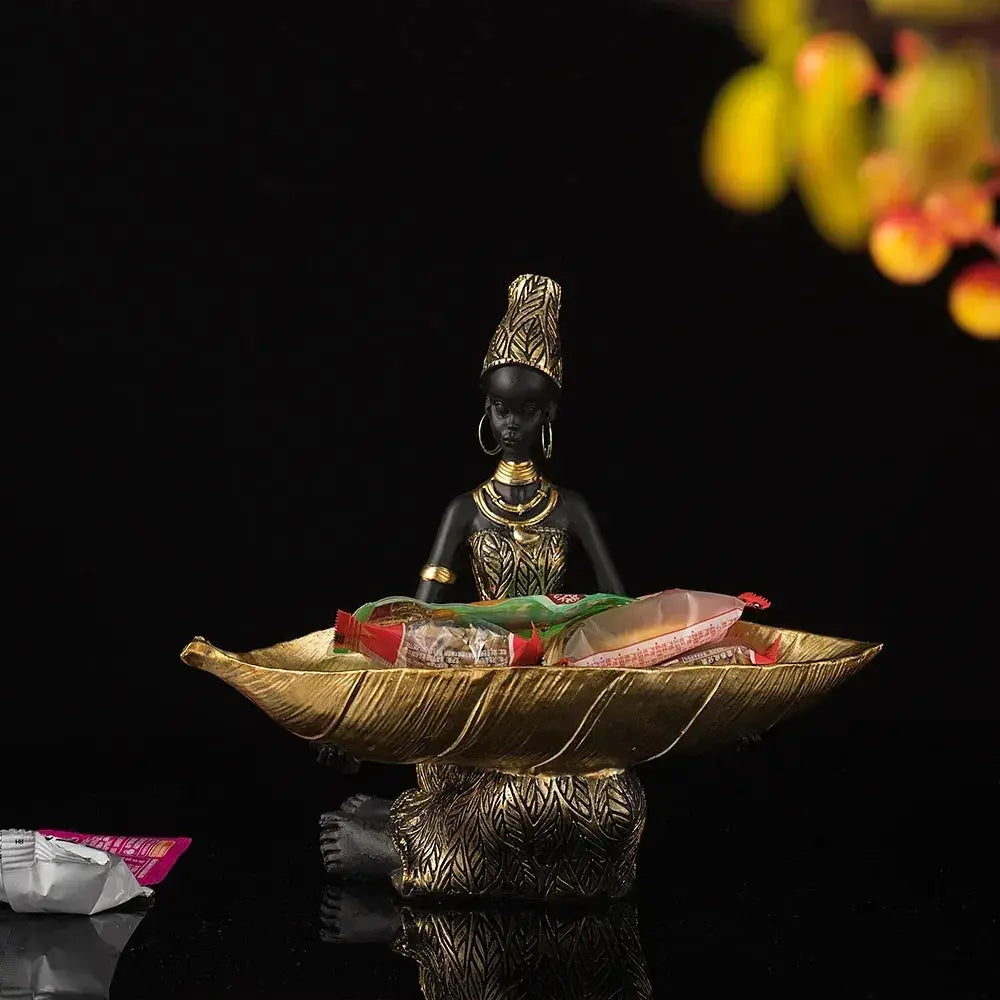 Figurine - Golden African Tray by House Of Avana
