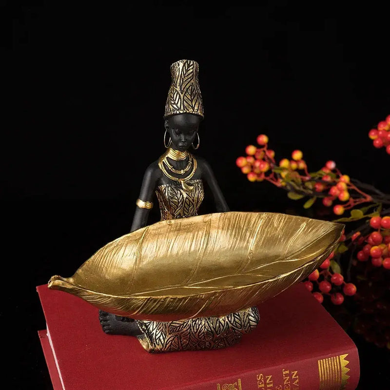 Figurine - Golden African Tray by House Of Avana