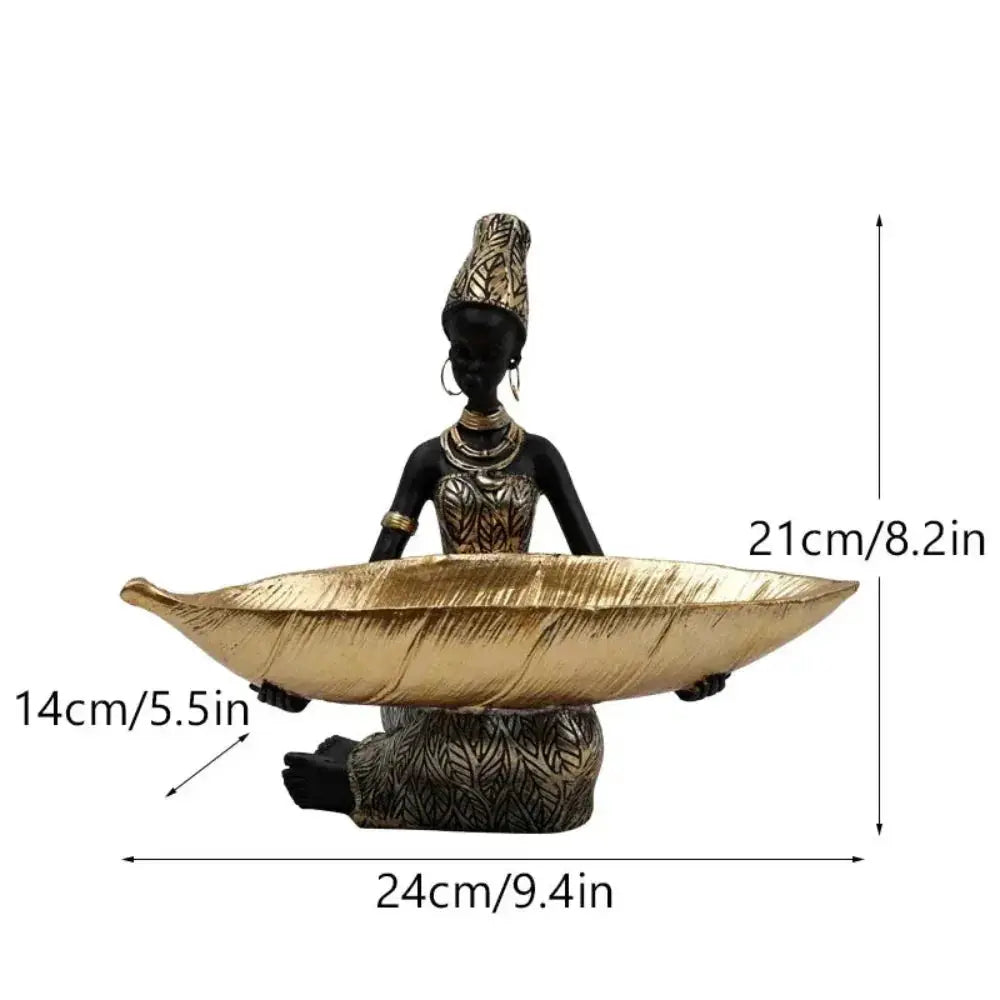 Figurine - Golden African Tray by House Of Avana