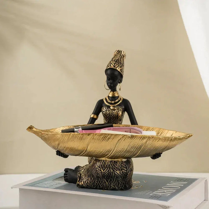 Figurine - Golden African Tray by House Of Avana