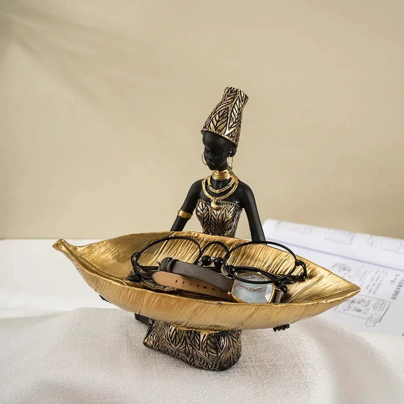 Figurine - Golden African Tray by House Of Avana