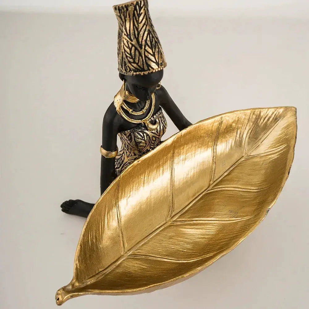Figurine - Golden African Tray by House Of Avana