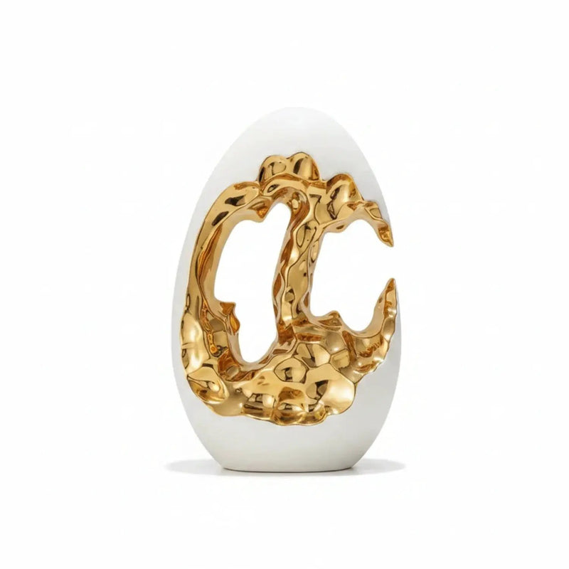 Modern White Figurine with Gold Accents for Your Stylish Home by House Of Avana