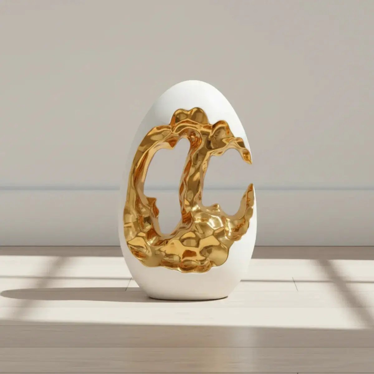 Modern White Figurine with Gold Accents for Your Stylish Home by House Of Avana
