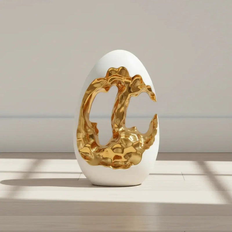 Modern White Figurine with Gold Accents for Your Stylish Home by House Of Avana