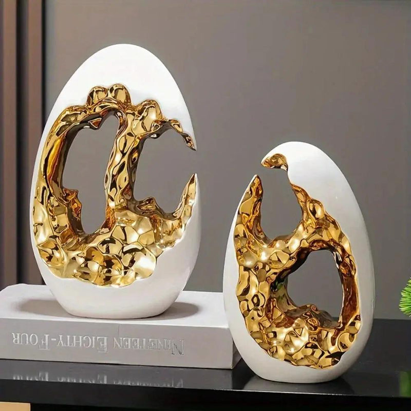 Modern White Figurine with Gold Accents for Your Stylish Home by House Of Avana